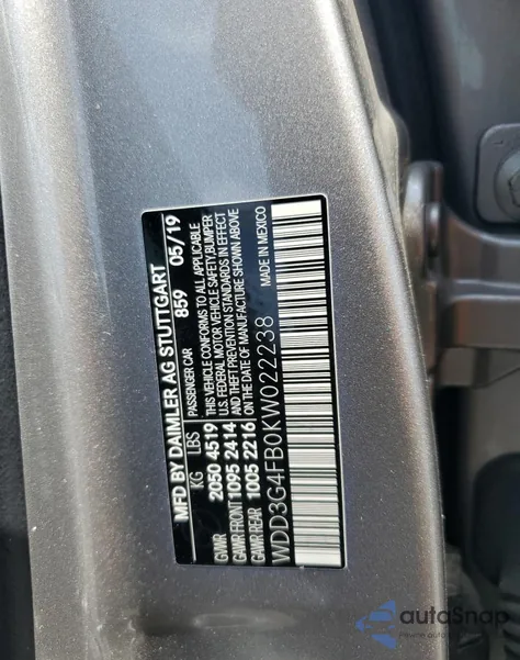 2019 Mercedes-Benz A 220 4Matic z USA, uszkodzony, nr VIN WDD3G4FB0KW022238